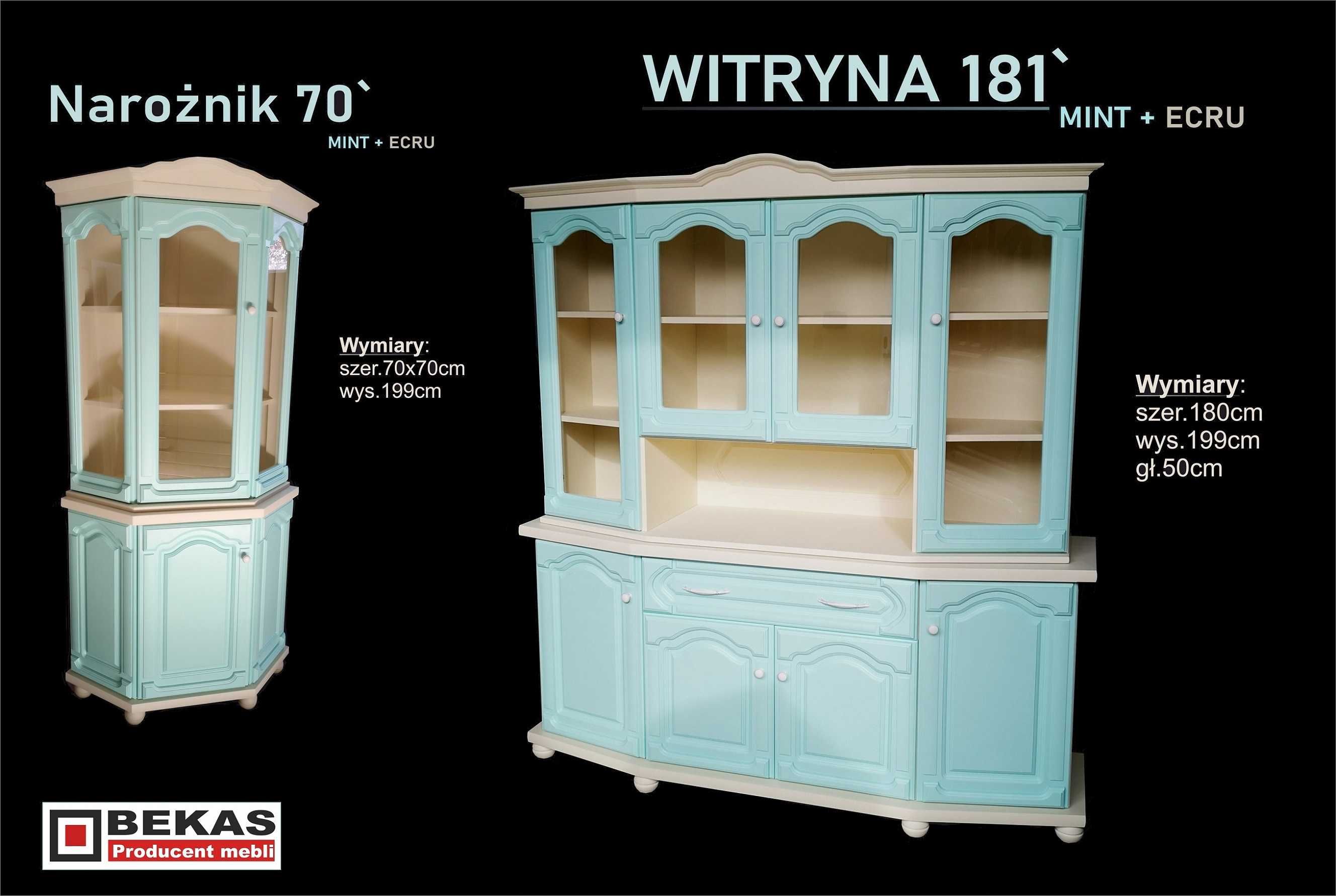 Witryna 90` Wanilia z Nutką Mięty Lakierowany Dąb BEKAS Producent