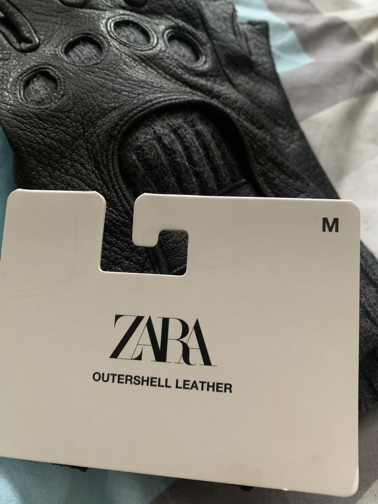 Zara Шкіряні рукавички з відкритими пальцями