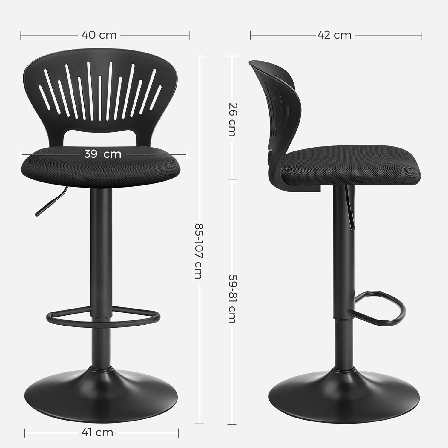 Hokery Songmics Ljb04Bk 107X40X38,5 Cm Czarne 2 Szt.