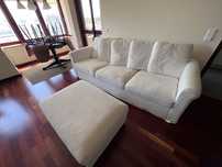 Sofa gronlid ikea 3 lugares branco creme + pufe com arrumação opcional