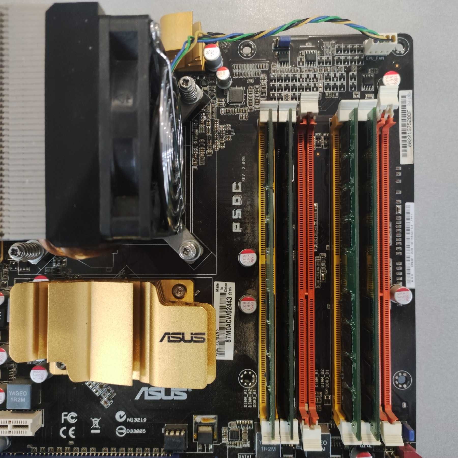 Топовая материнская плата ASUS P5QC 775 на DDR3, охлад, процессор, ОЗУ