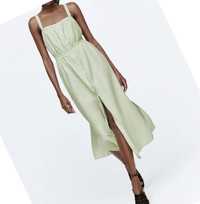 Zara роскошное открытое льняное платье