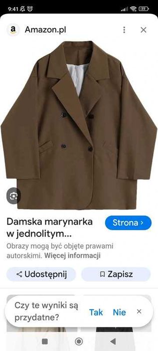 Nowa kawowa brązowa dwurzędowa marynarka