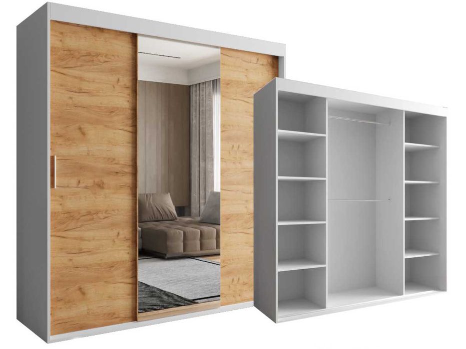 Szafa WYSYŁKA OD 3 DNI BIAŁY CRAFT 3 Drzwiowa 180 CM Lustro OTARIO