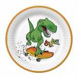 Talerzyki Papierowe Crazy Dino Szalony Dinozaur 18Cm 8Szt.