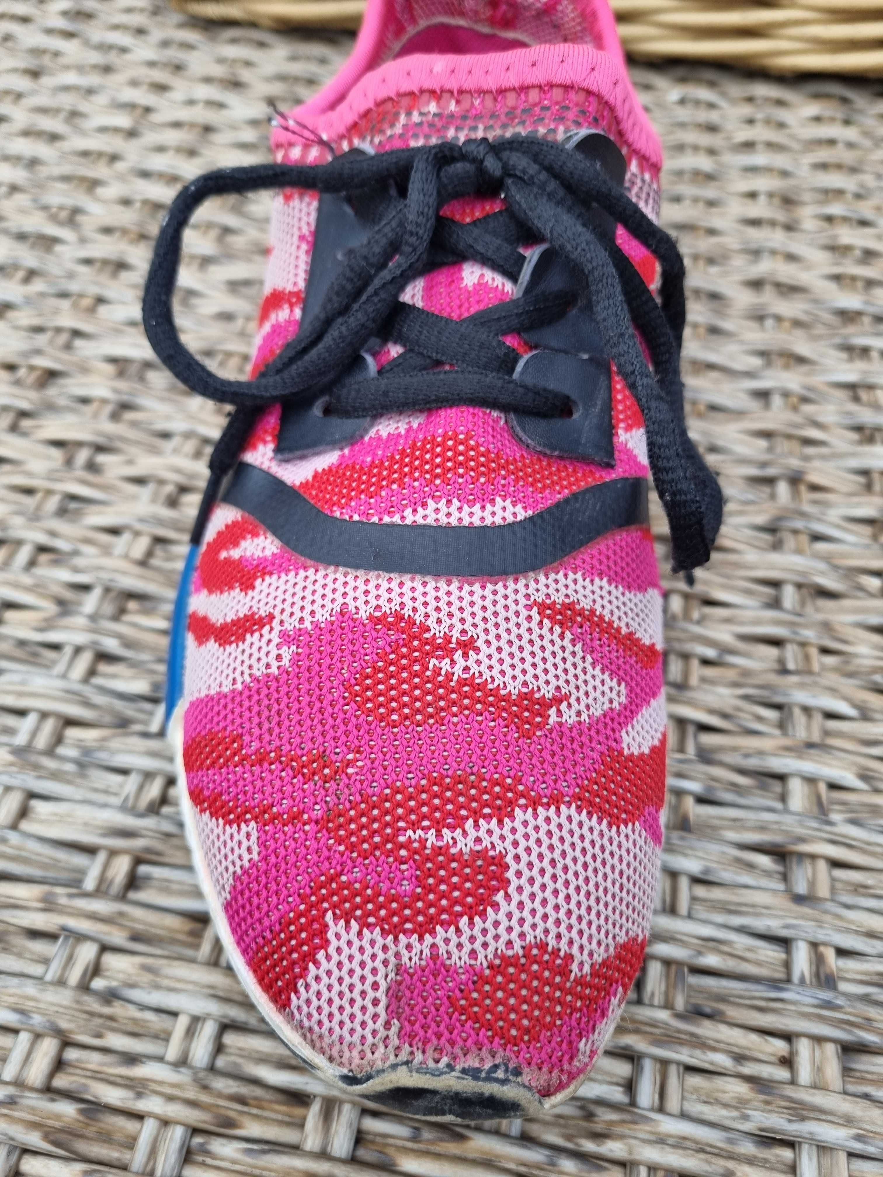 Buty sportowe R36 siateczkowe do biegania lekkie czerwono-różowo-białe