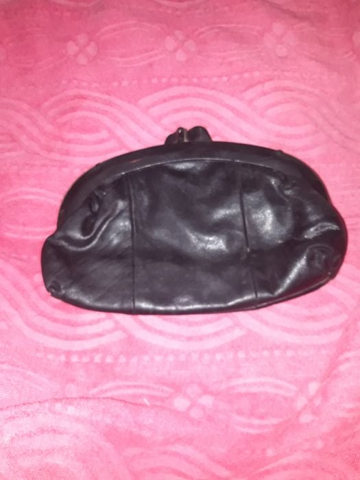 Итальянская женская сумочка клач кожаная винтаж колекционная чёрная