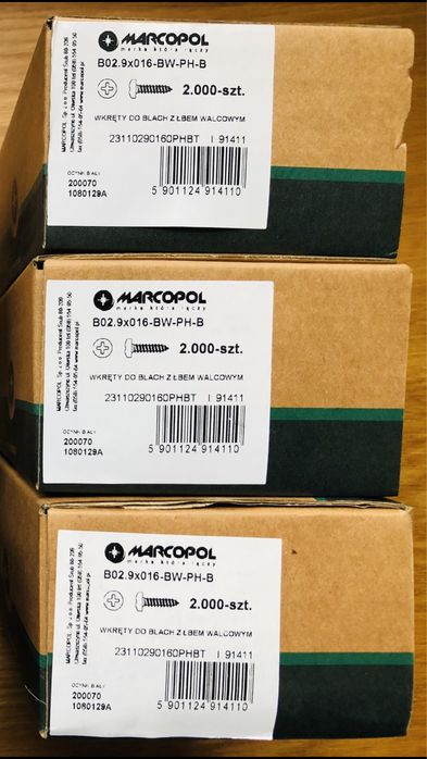 Wkręty do blach z łbem walcowanym 2,9x016, 2,9x095