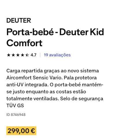 Porta-bebé Deuter Kid Comfort