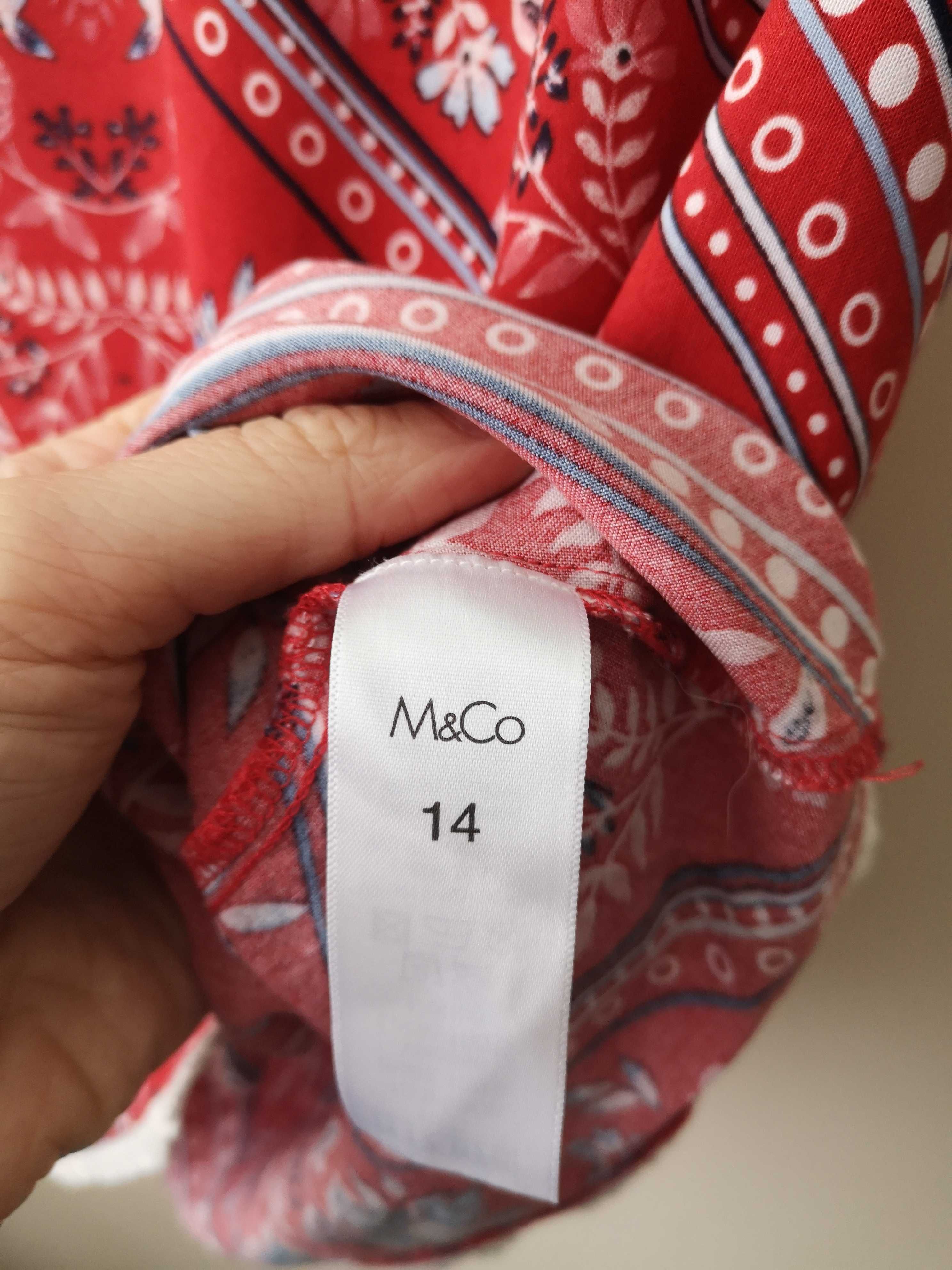 Czerwona wiskozowa wzorzysta bluzka Marks Spencer rozmiar 42