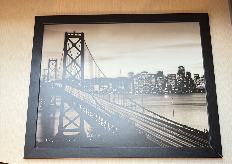 Obraz plakat krajobraz czarno-biały most Brookliński New York 40x50cm