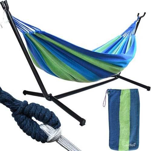 Nowy Hamak Ogrodowy 200x150cm ze Stelażem 2 osobowy Duży XXL
