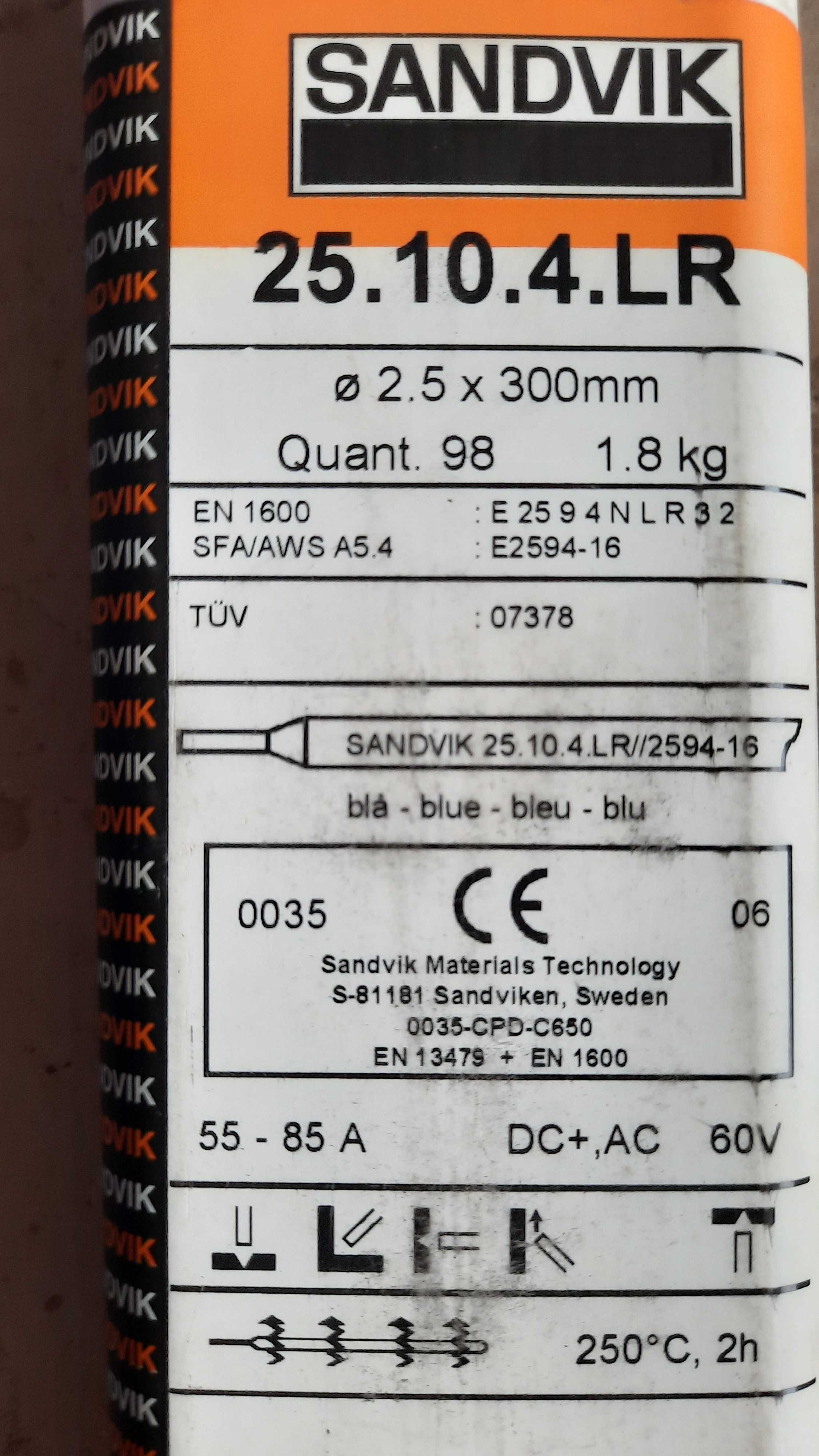 Elektroda Sandvik 25.10.4LR fi 2,5x300mm 1,8 kg super duplex SAF 2507