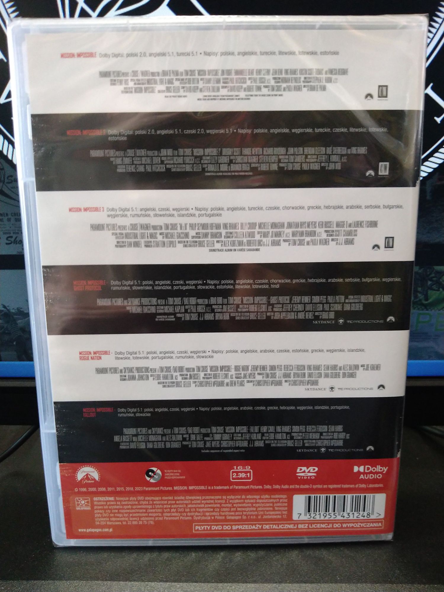 Mission Impossible. Kolekcja 6 filmów DVD pakiet nowy, zafoliowany.