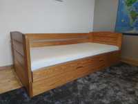 Łóżko drewniane 90x200 + materac Wellpur Gold, schowek na pościel
