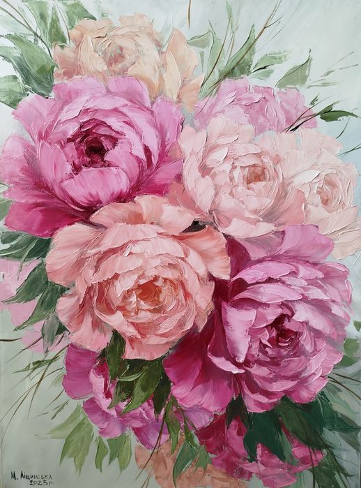 Картина маслом ''Півонії''