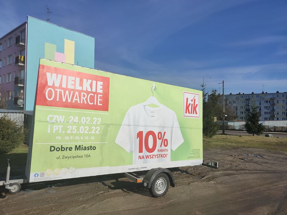 REKLAMA MOBILNA, przyczepka - laweta reklamowa