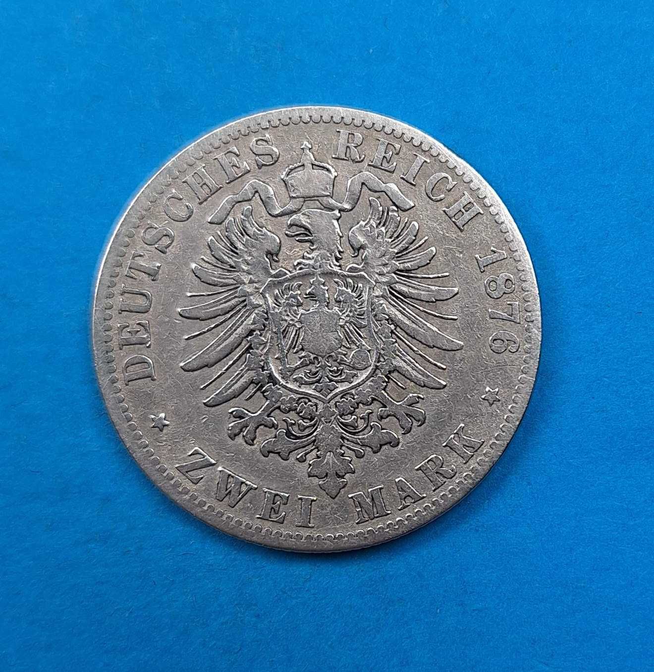 Niemcy Cesarstwo, Prusy 2 marki 1876 A, Wilhelm I, srebro 0,900