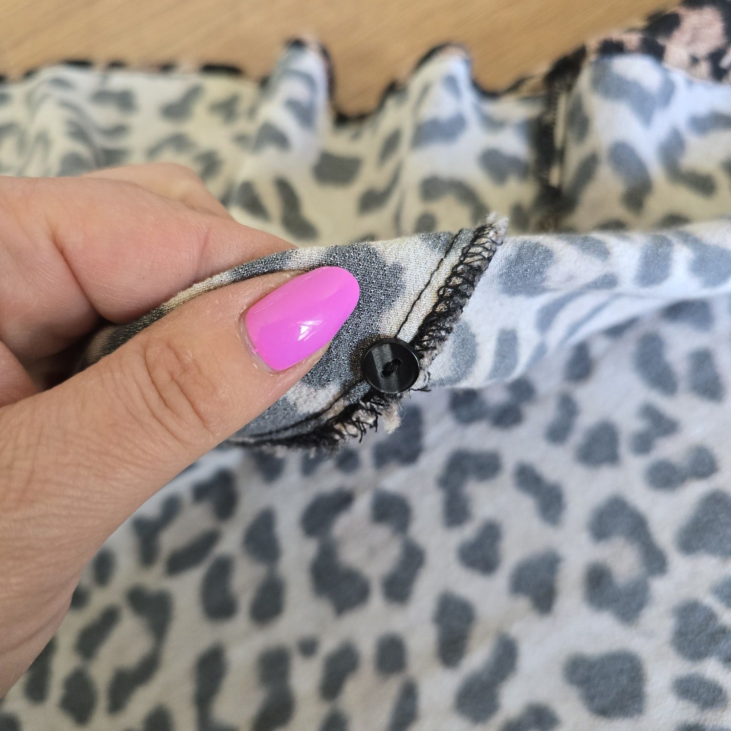 Sukienka midi Zara 44 xxl długi rękaw viscose print koszulowa pantera