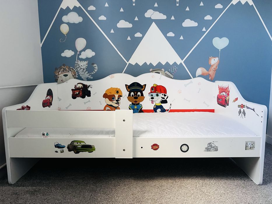 Łóżko dziecięce psi patrol 160cm x 80cm z mayeracem