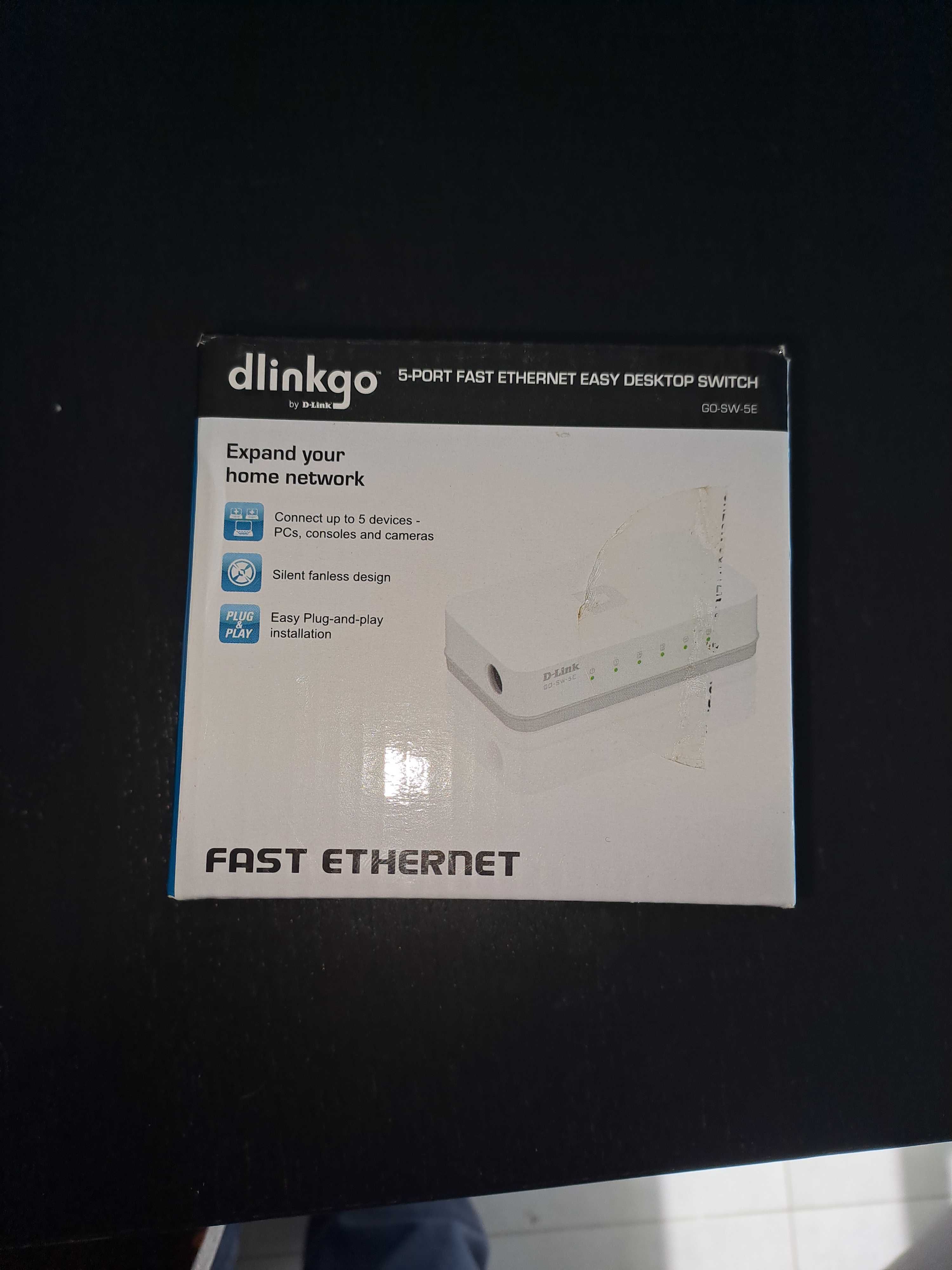 Switch Ethernet Hub 5 portas 10/100Mbps - Como Novo em caixa