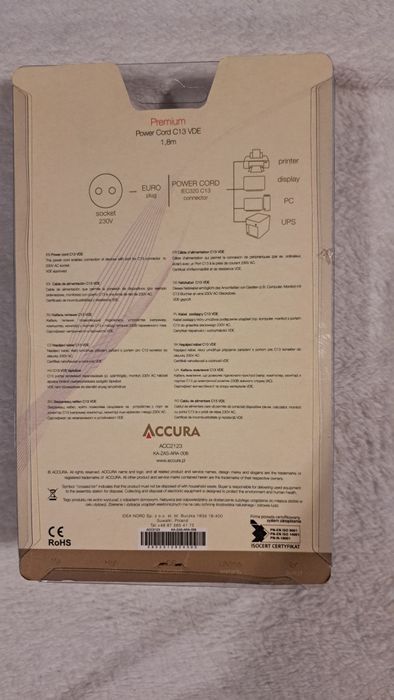 Accura Power Cord C13 VDE 1,8 m