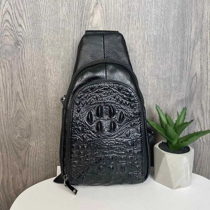 Мужская кожаная чоловіча шкіряна сумка барсетка бананка слинг из кожи