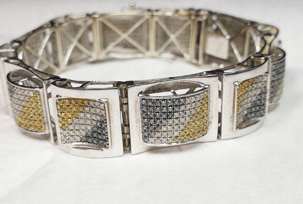 Bransoletka Biale Złoto 14 karatow 585, 35gr, diamenty 4,00karata, 21c