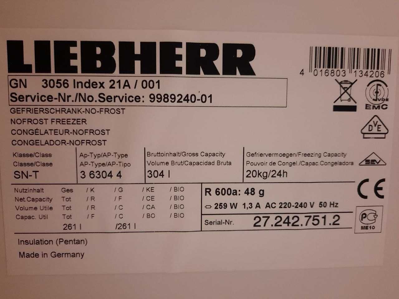 Морозильная камера Liebherr GN3056 Premium NoFrost 184 см 8 ящиков