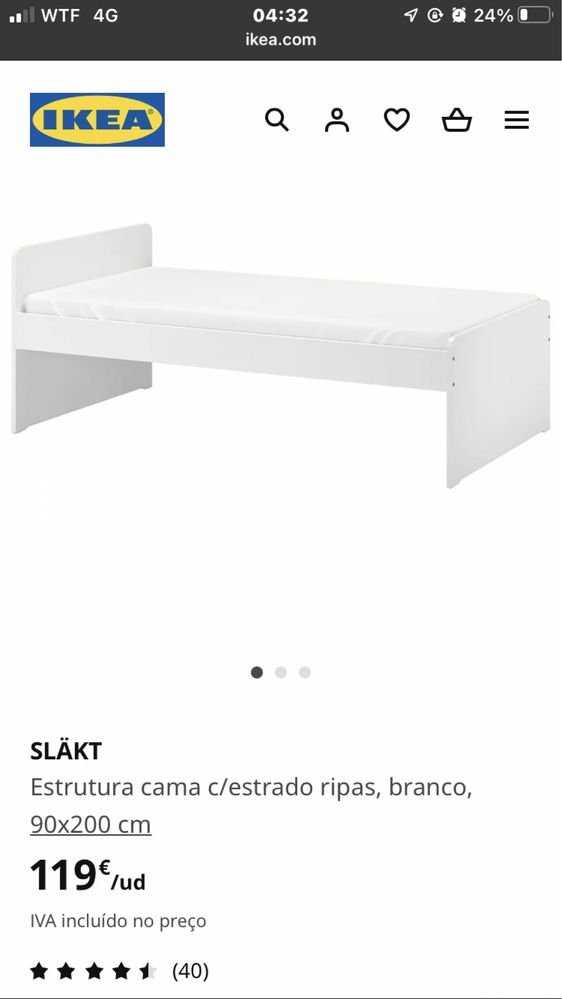 Cama ikea slakt duas unidades usada