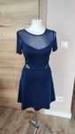 Kobaltowa sukienka z wycięciami mini siateczka H&M S