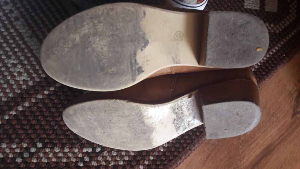 Buty botki sztyblety brązowe suwaki obcas