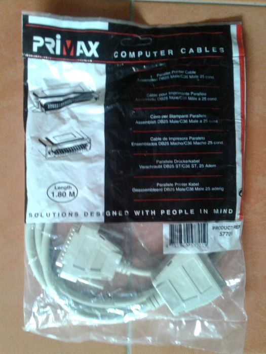 Cabo de impressora paralelo DB25, NOVO!