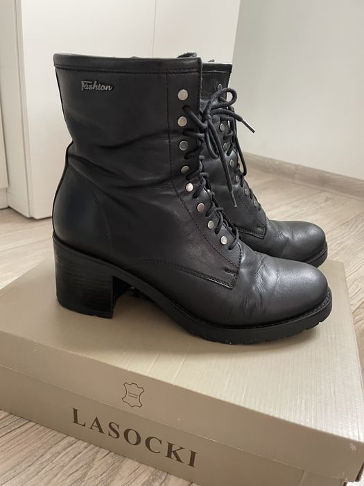 Czarne skórzane botki Lasocki, rozm.39