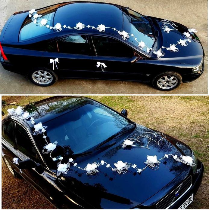 Piękna DEKORACJA SAMOCHODU ślubnego Koronkowa