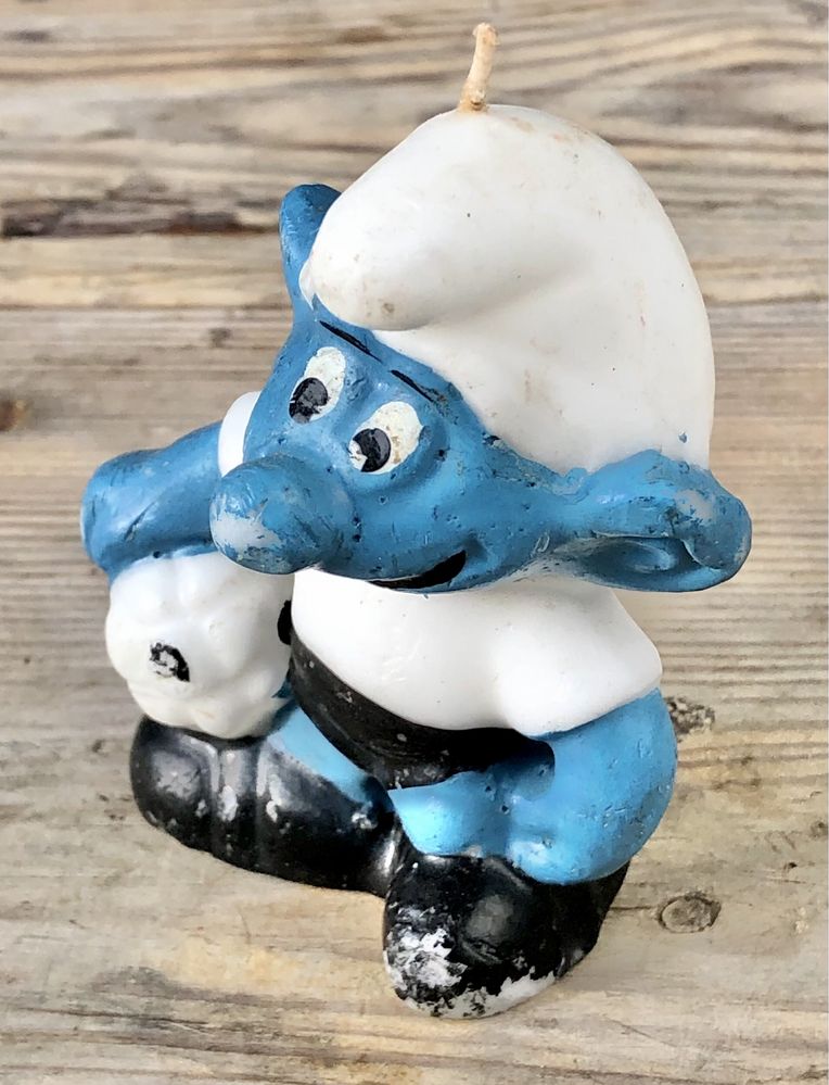 Stara NOWA świeczka SMERF piłkarz futbol retro piłka nożna figurka vtg