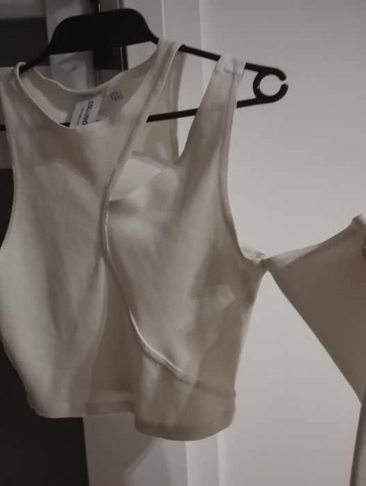 Top biały na jednej stronie długi rękaw M