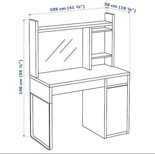 Biurko z nadstawką - toaletka - IKEA Micke - kolor czarnobrązowy