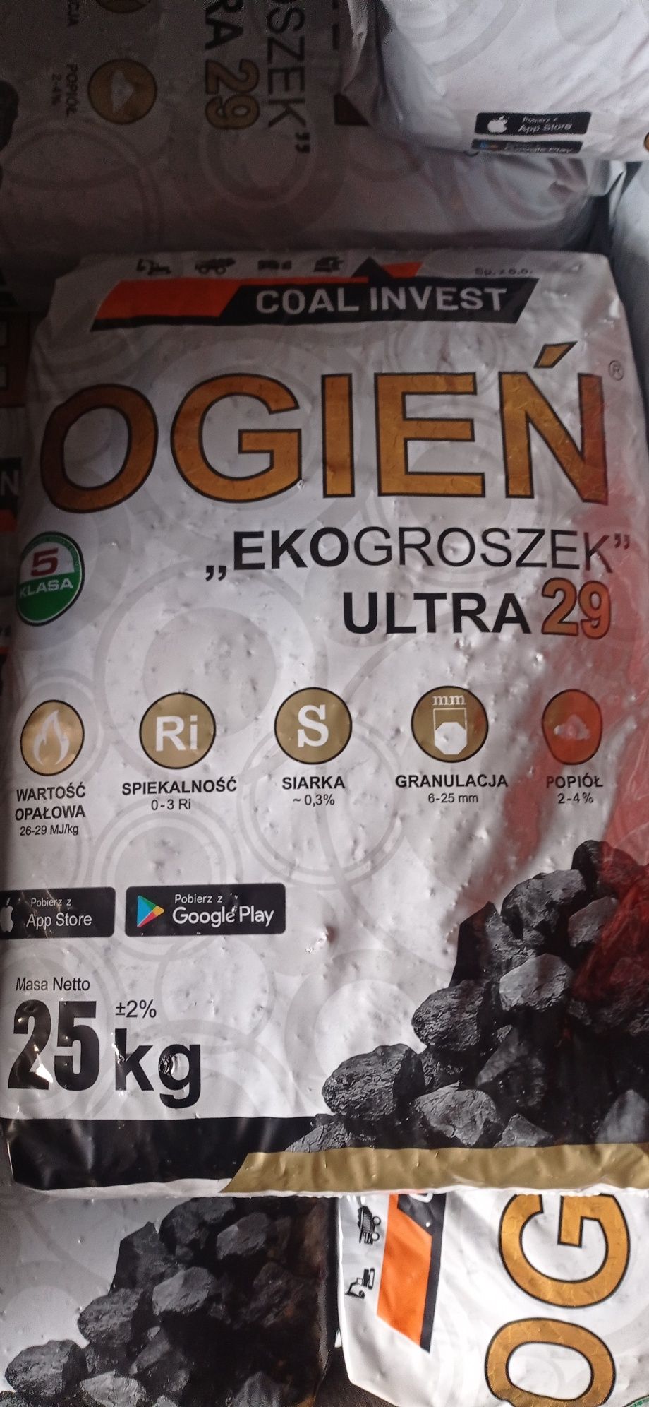 Groszek OGIEŃ 29 Paleta 1000 kg ekogroszek  OPOLE workowany węgiel