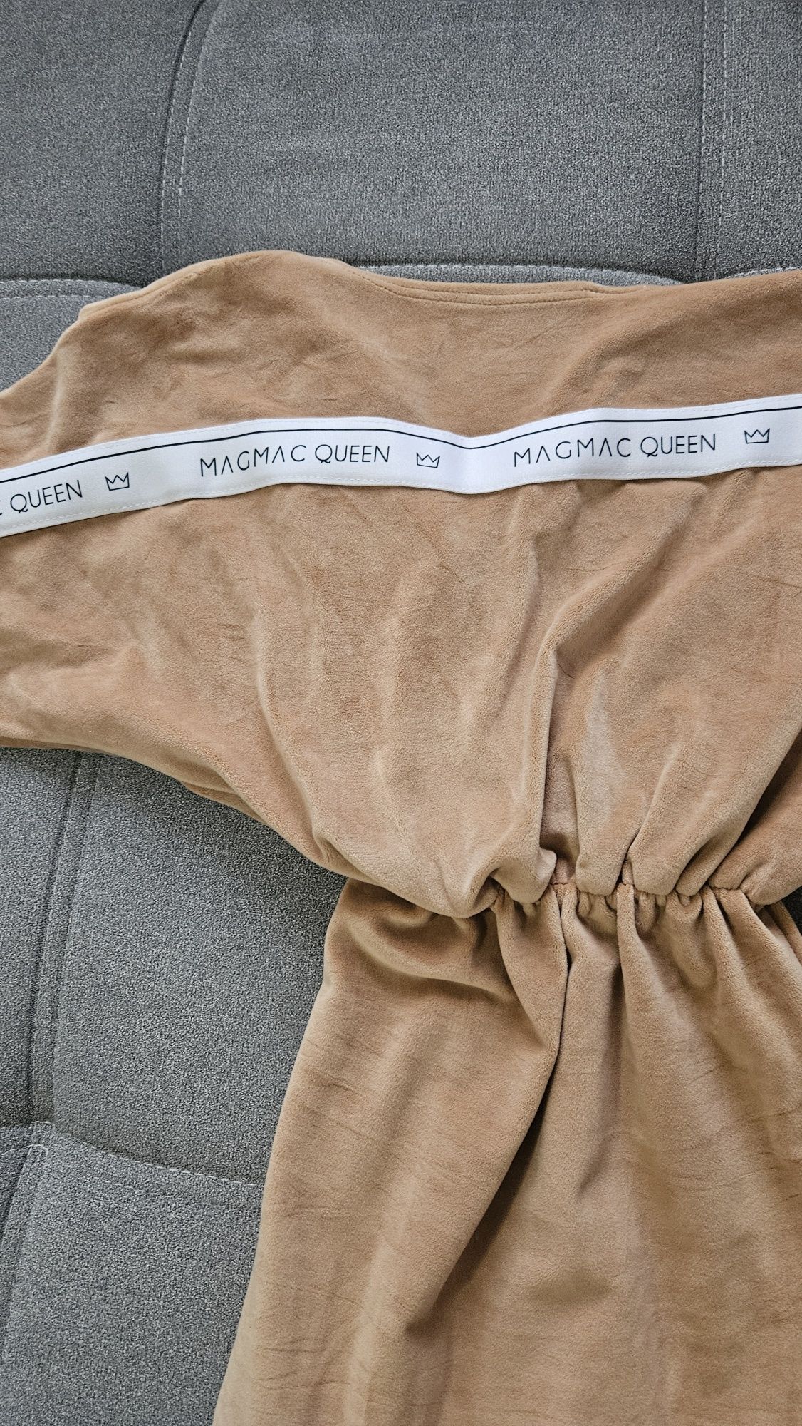Sukienka welurowa MagMac piękna camel beż jesień/zima S/M