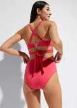 B.P.C bikini bustier wiązane różowe z figami 44.