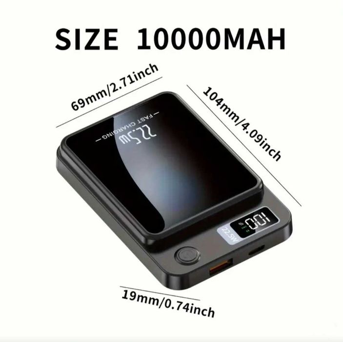 Power Bank Бездротовий магнітний павербанк 10000mAh 22.5W LED-дисплей