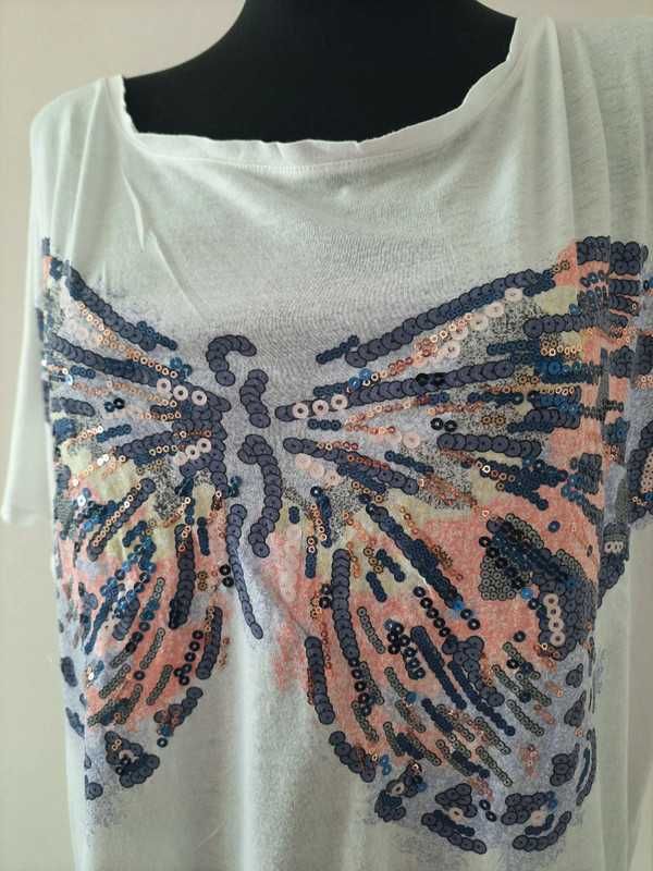 Bluzka H&M S 36 luzna z cekinami Modal