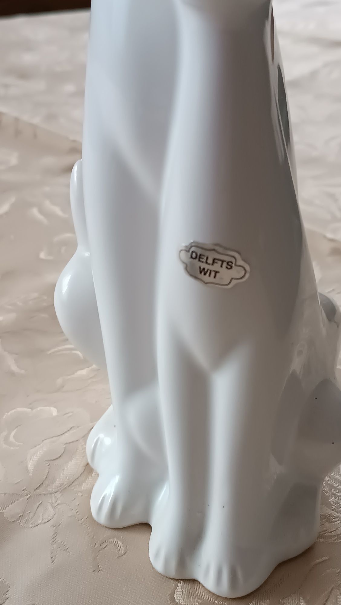 Figurka kotów, biała, holenderska porcelana