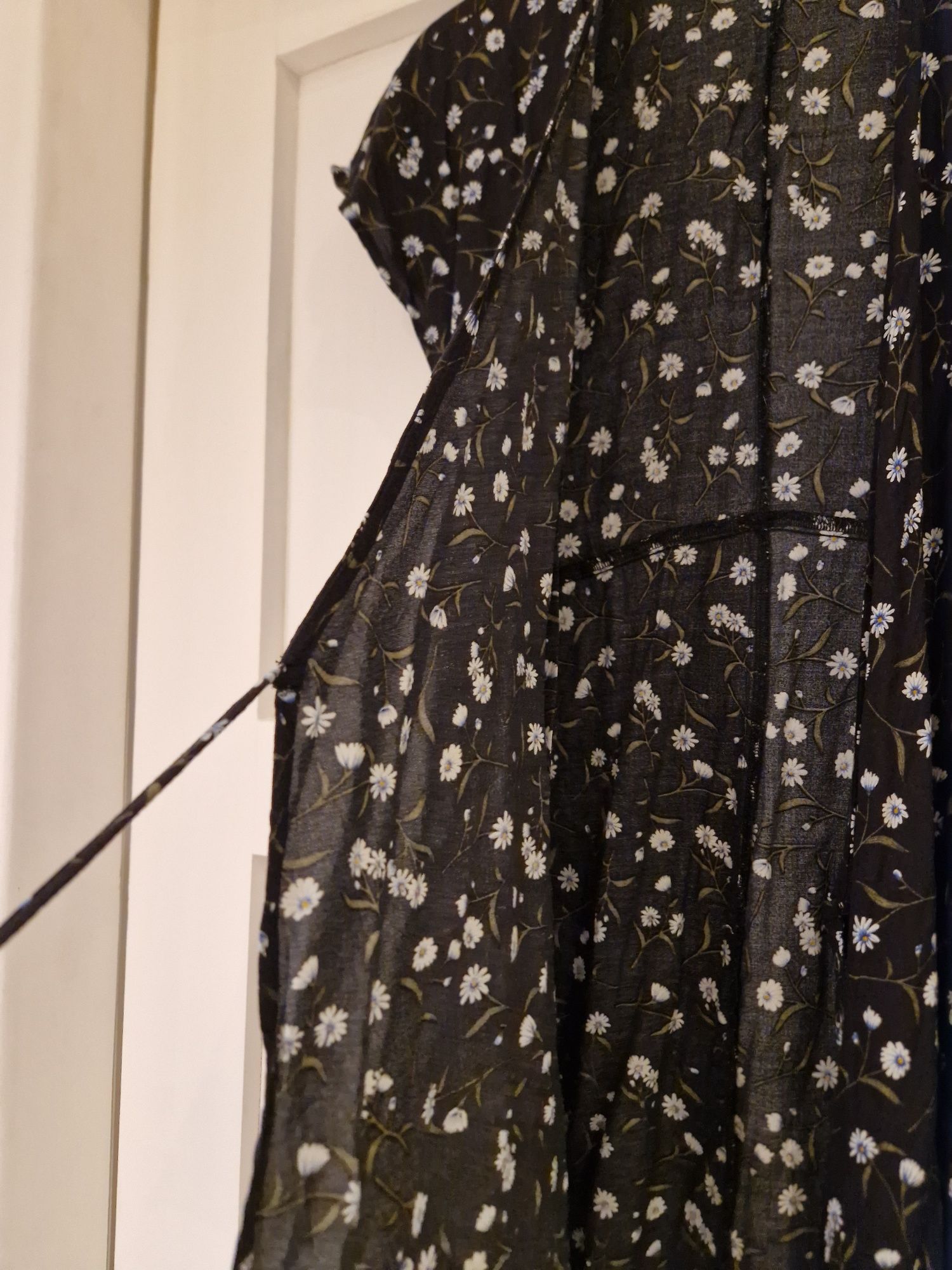 H&M sukienka 42 XL kwiaty floral kopertowa wiązana taliowana