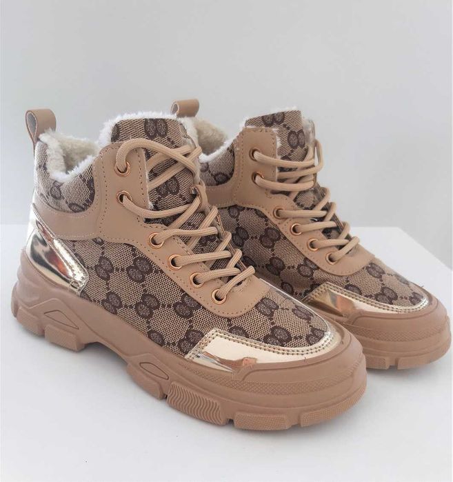 TRAPERY SNEAKERSY za kostkę ocieplane BEŻOWE r.36