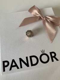 Charms pandora błyszczący różowy kwiat rose gold