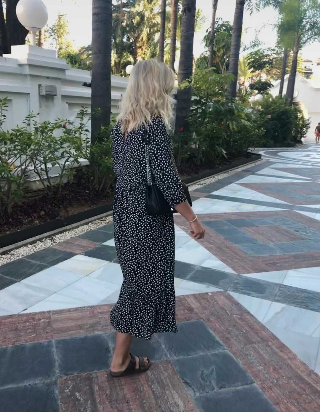 Zara czarna maxi MIDI sukienka w grochy kropki falbany wiskoza S