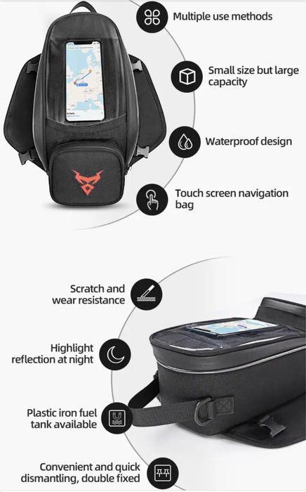 Bolsa/mala magnética depósito/tanque telemóvel para moto