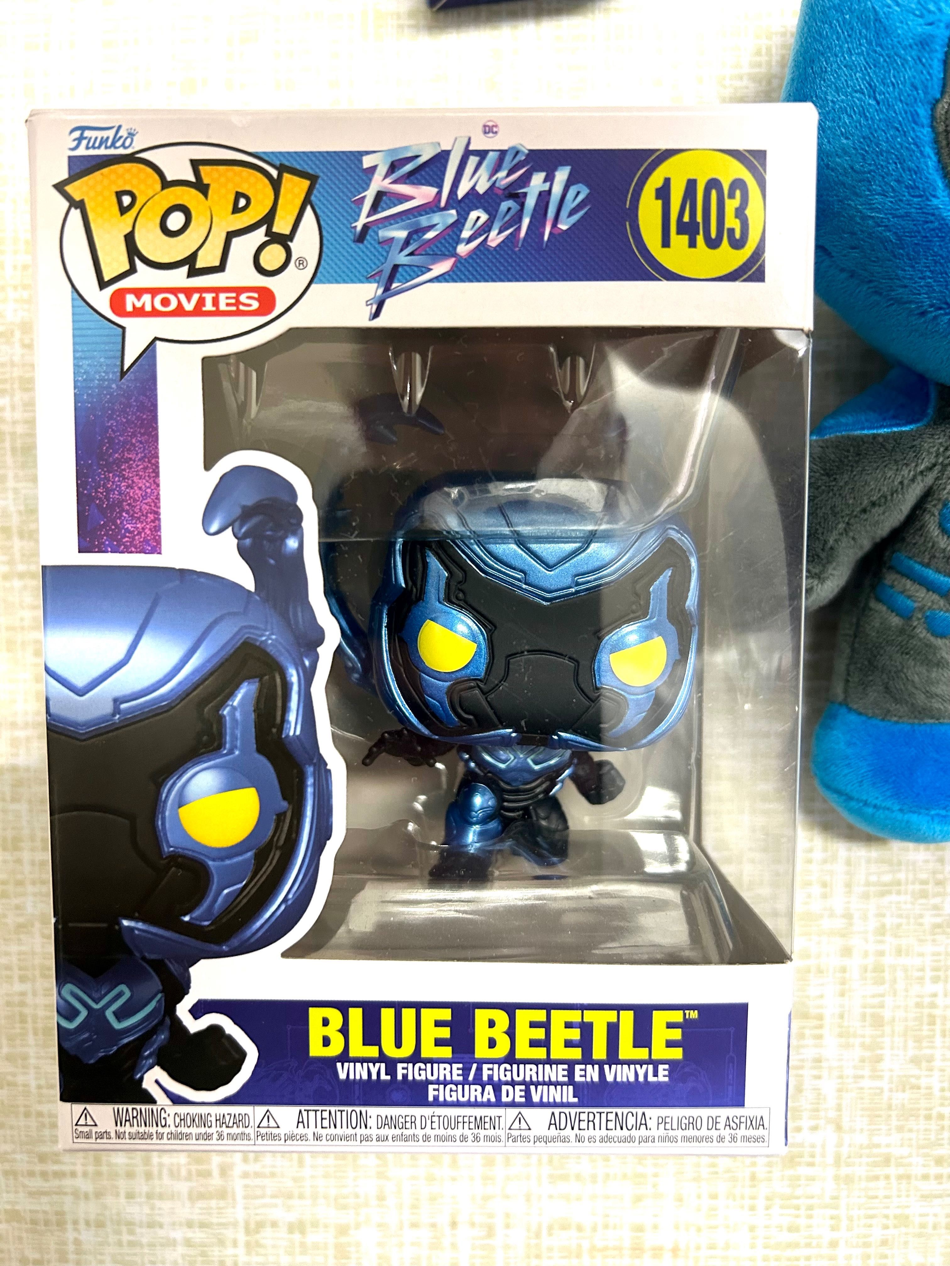 Kit brinquedos Blue Beetle DC Comics: peluche, Pop e porta-chaves